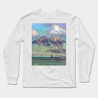 Montana Mountains Train by Gustav Krollman Long Sleeve T-Shirt